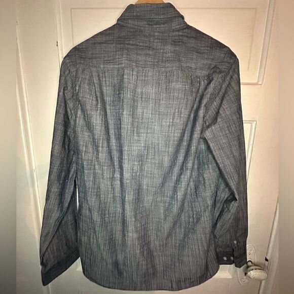 Van Heusen Mens Underground Blue Never Tuck Slim Fit Button-Down Shirt Size L - Picture 7 of 9